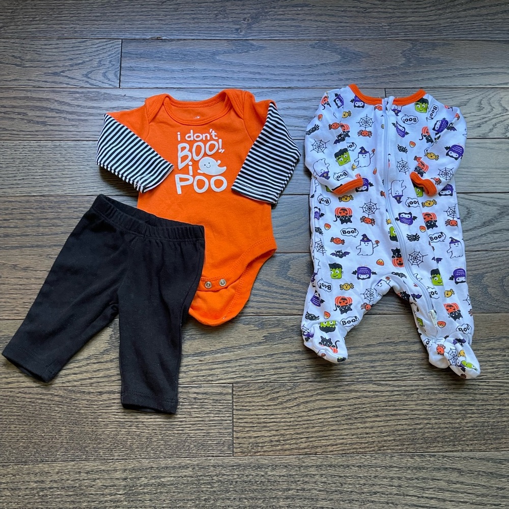 Newborn Halloween Bundle - Outfit & Footie Zip Up One Piece